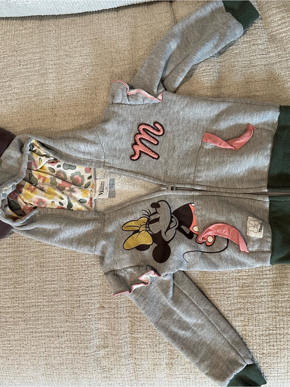 Disney Girls' Gray Minnie Mouse Zip Hoodie size 3T